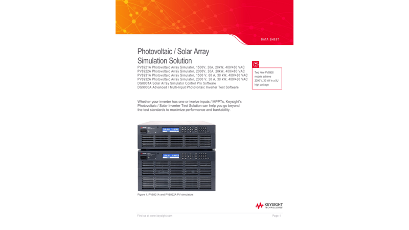Photovoltaic/Solar Array Simulation Solution